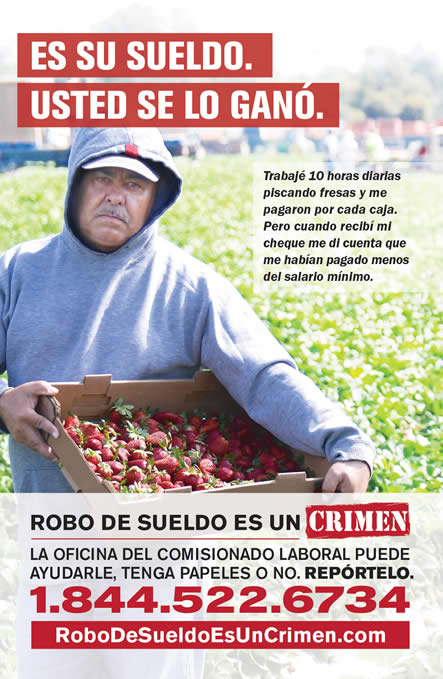 Wage Theft Campaign poster.