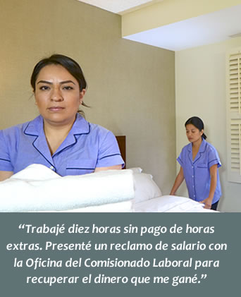 Trabajé diez horas sin pago de horas extras. Presenté un reclamo de salario con la Oficina del Comisionado Laboral para recuperar el dinero que me gané.